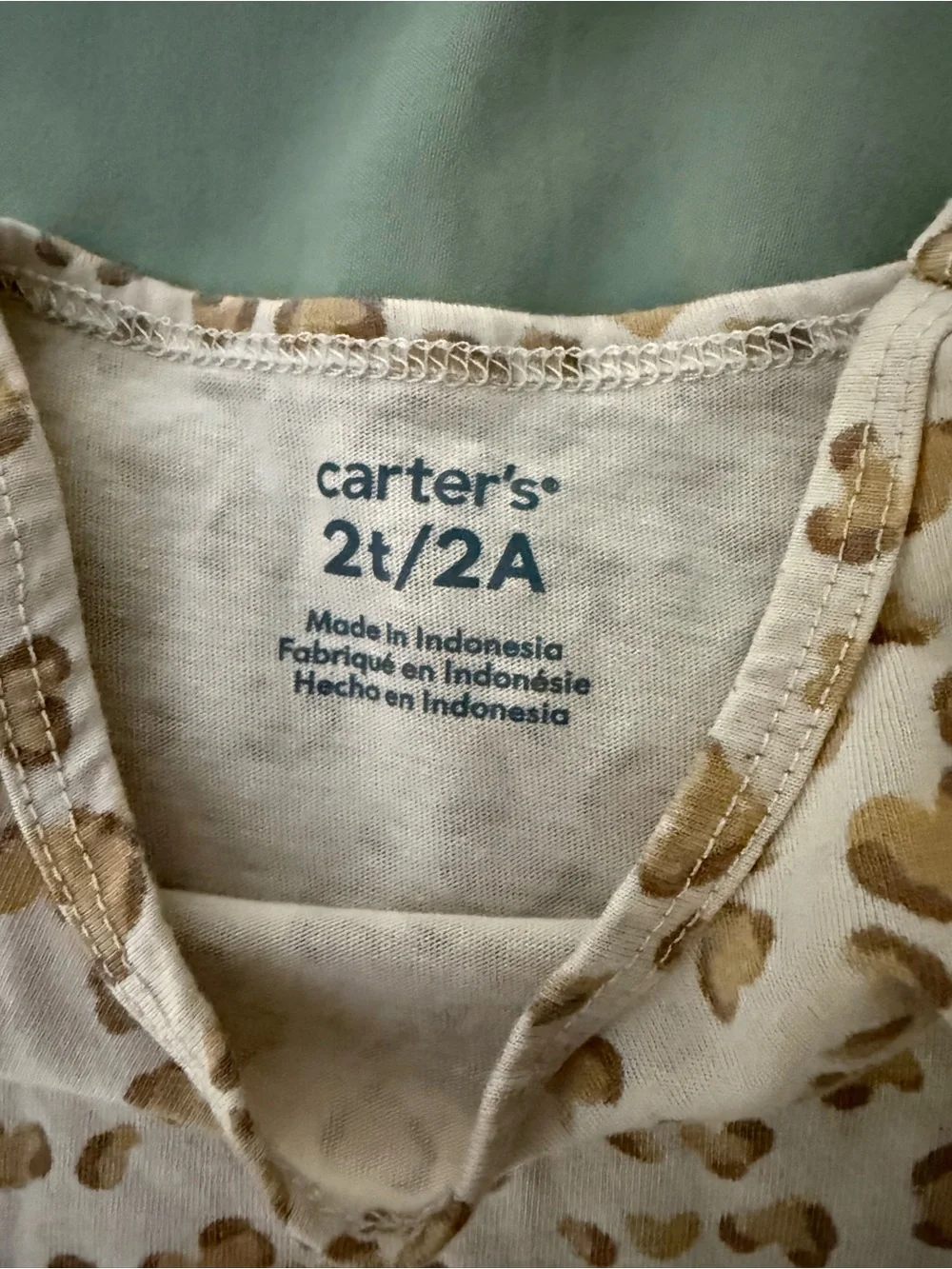 Carter's Cream Dress with Gold Leopard Print